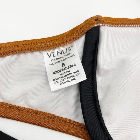 Venus Womens Bikini Top 32C Colorblock Halter Underwire Black Rust Trendy Chic - Picture 6 of 9